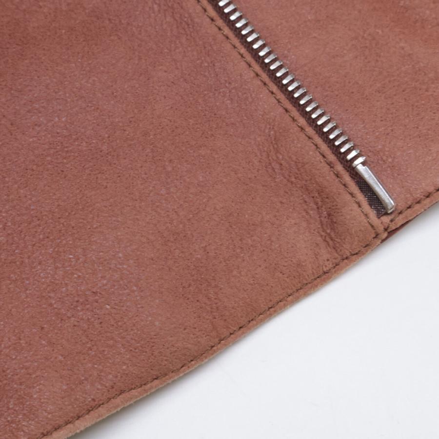 HERMES エルメス ラムレザー ライダース ジャケット 46 レッドブラウン