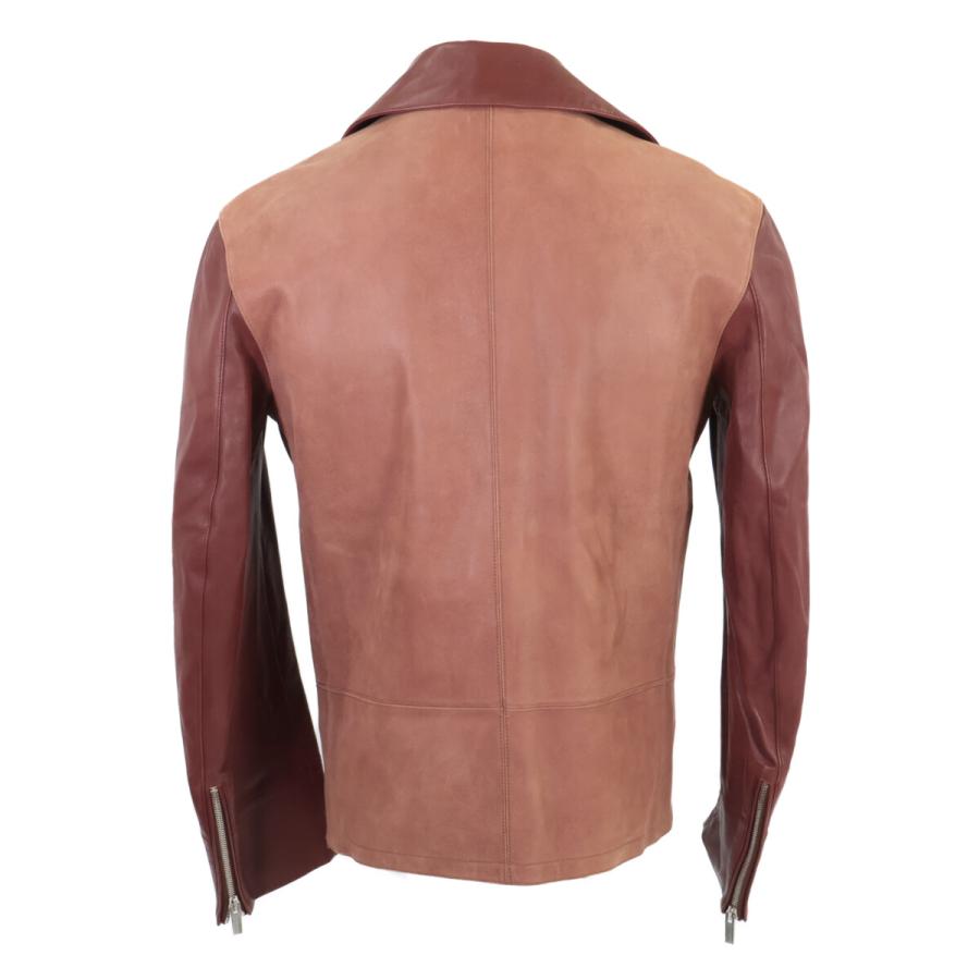 HERMES エルメス ラムレザー ライダース ジャケット 46 レッドブラウン