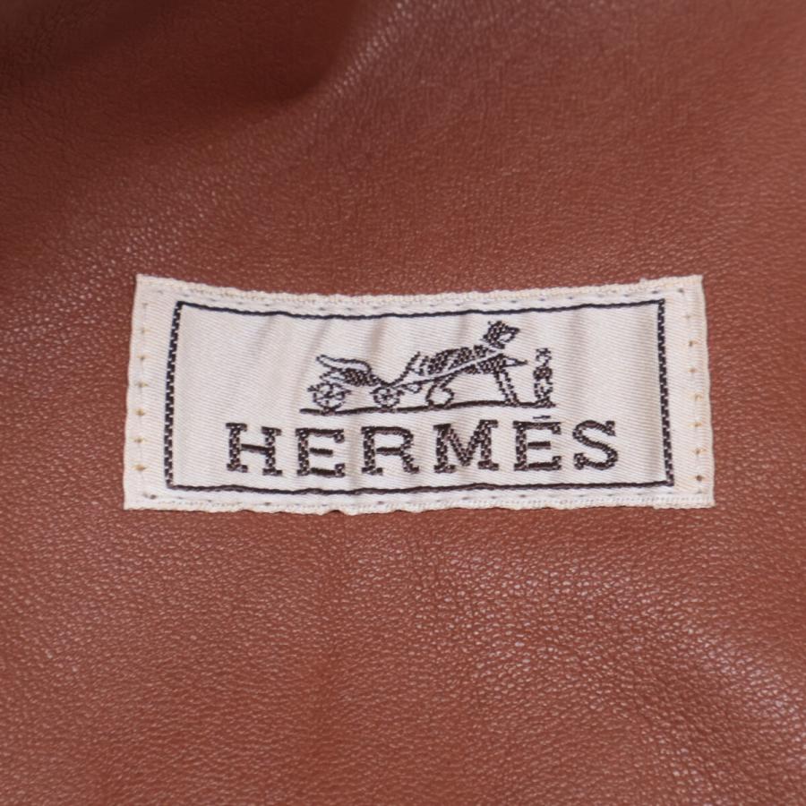 HERMES エルメス ラムレザー ライダース ジャケット 46 レッドブラウン
