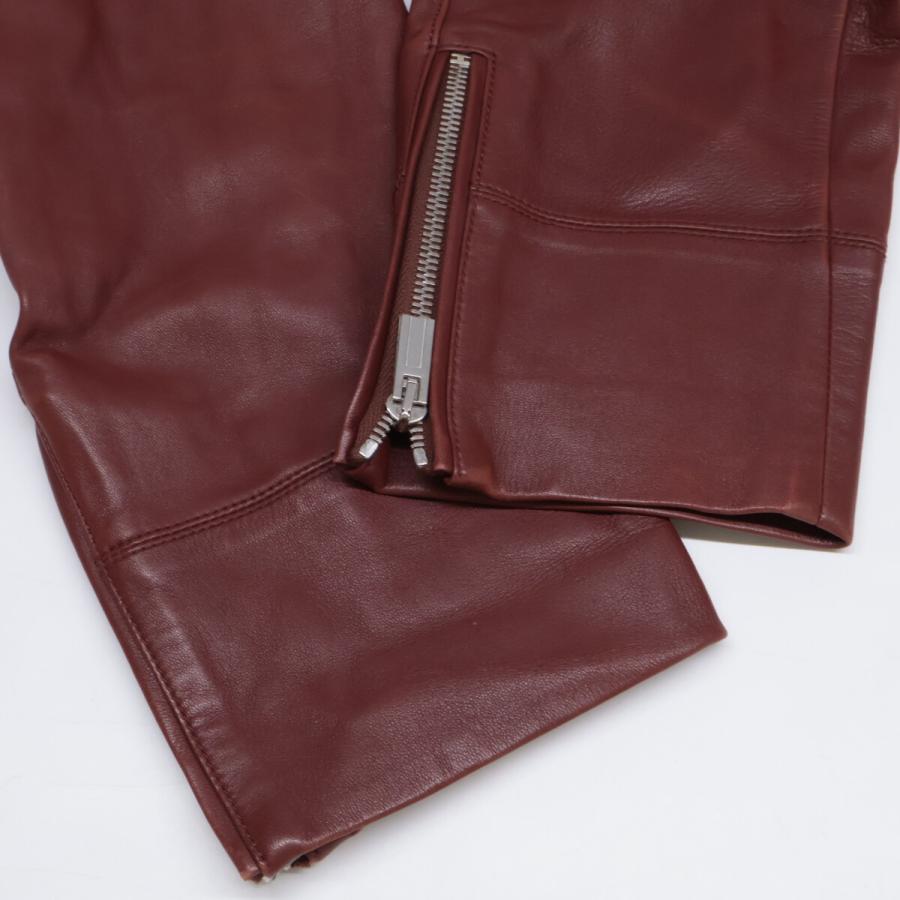 HERMES エルメス ラムレザー ライダース ジャケット 46 レッドブラウン