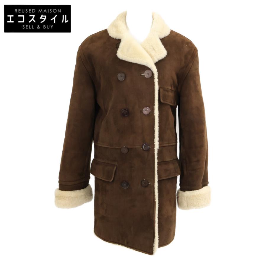 国内正規 HERMES エルメス ダブルブレスト シアリング ムートン コート