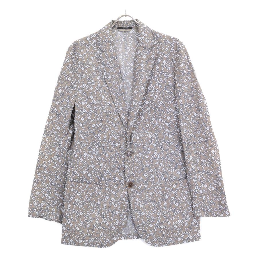 HERMES エルメス フラワー 2Bテーラード ジャケット 48 グレー メンズ
