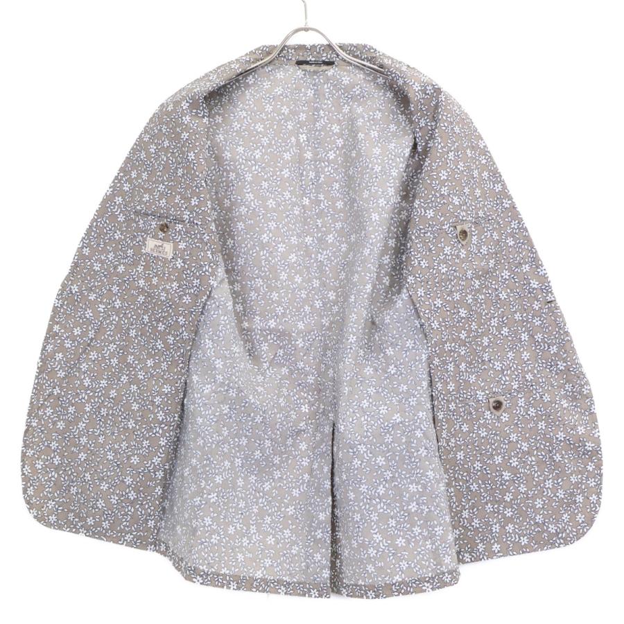 HERMES エルメス フラワー 2Bテーラード ジャケット 48 グレー メンズ