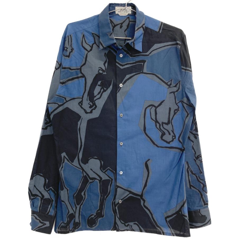 国内正規/ HERMES エルメス 馬のダンス セリエボタン 長袖シャツ
