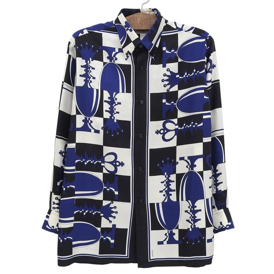 HERMES エルメス　総H柄　レザーシャツ　メンズ HERMES - 美品 エルメス HERMES シャツ レザーシャツ ラムレザー