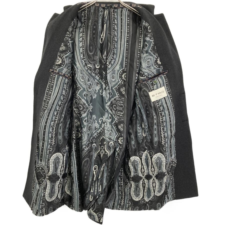 ETRO（エトロ） グレー カシミヤ100 裏地ペイズリー柄 ロングコート