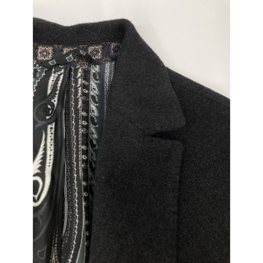 ETRO ロングコート　ラビットファー　カシミヤ ペイズリー柄　金ボタン　S ETRO ロングコート ラビットファー カシミヤ ペイズリー柄 金ボタン S