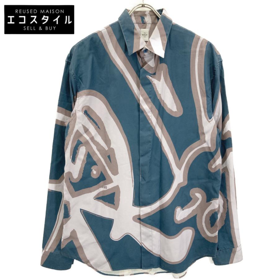 berluti ベルルッティ マルチカラー 総柄シルク100 長袖シャツ 39