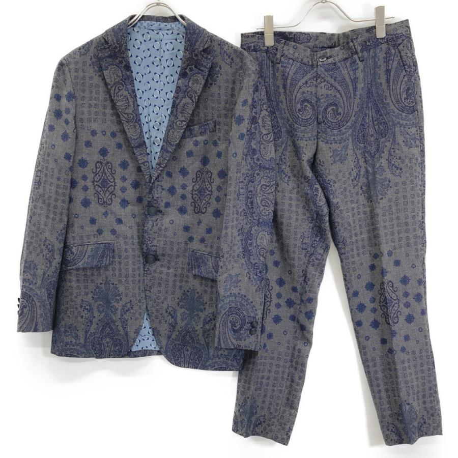 【エトロ】セットアップスーツ ETRO（エトロ） ネイビー ペイズリー柄 ウール セットアップ ネイビー