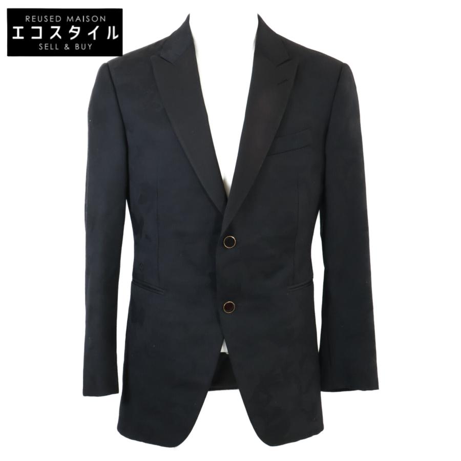 ルイヴィトン テーラードジャケット 50 XL 黒 LV モノグラム スーツ LOUIS VUITTON ルイヴィトン メンズ テーラードジャケット サイズ：50