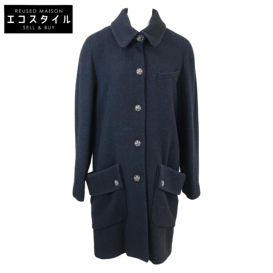 CHANEL（シャネル） P33927 シルク混 コート 38 ネイビー レディース
