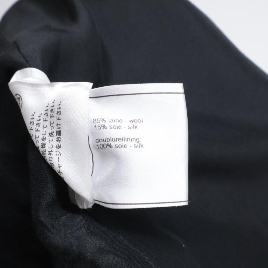 CHANEL シャネル P33927 シルク混 コート 38 ネイビー レディース_7