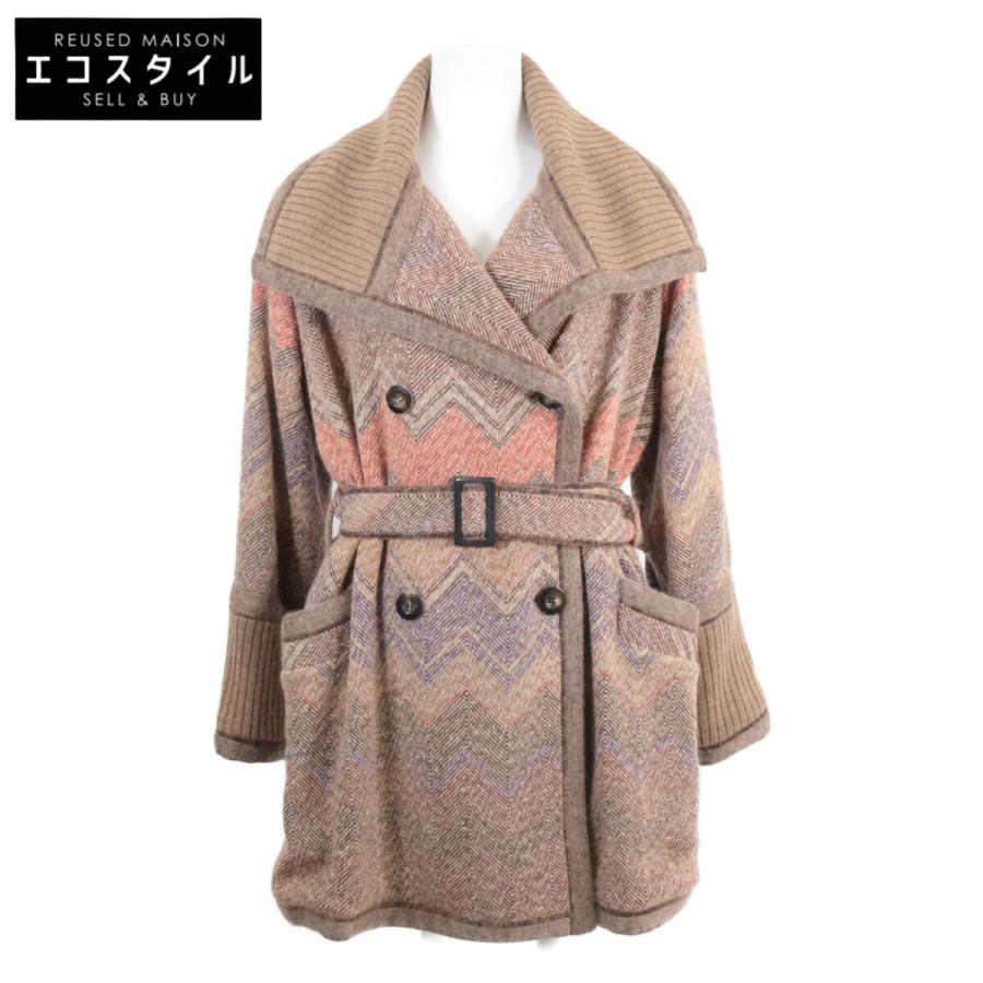 MISSONI ミッソーニ ベルト付き ダブル釦 ニットジャケット マルチ 