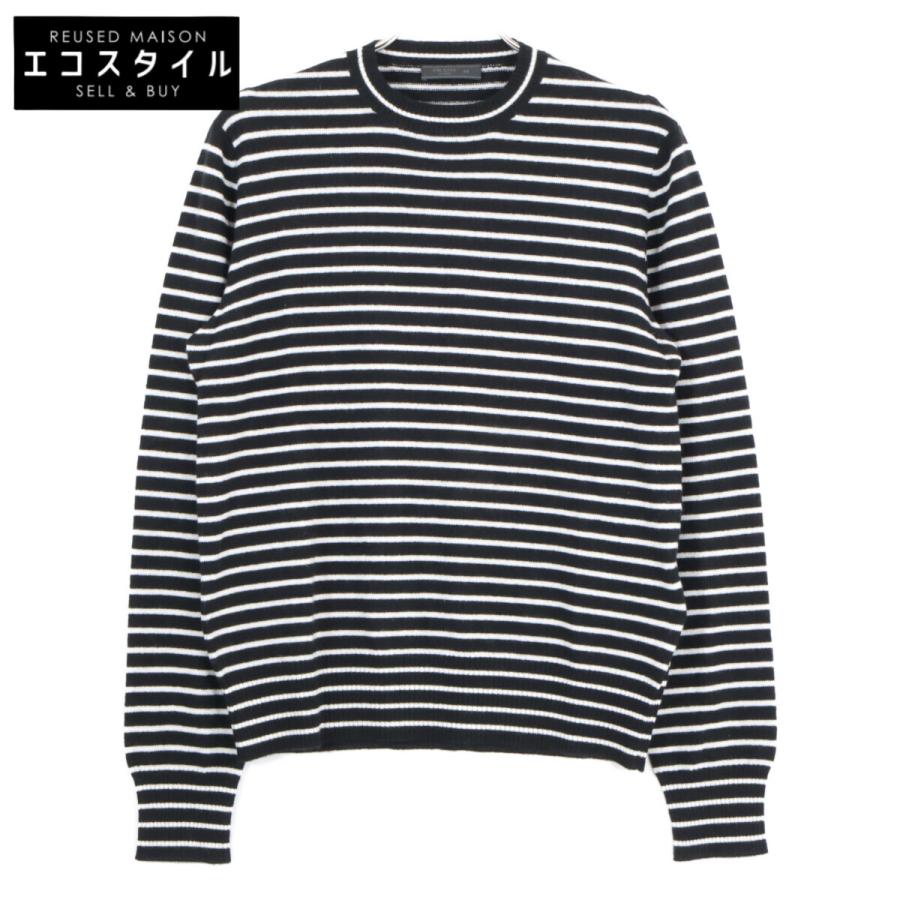 PRADA（プラダ） ブラック UMA598 ウールボーダーニット ブラック 