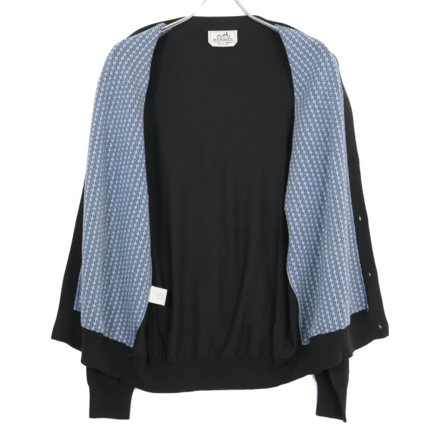HERMES エルメス ウール カーディガン 黒 36 国内正規品 HERMES エルメス ブラック Hロゴウールカーディガン M トップス ウール