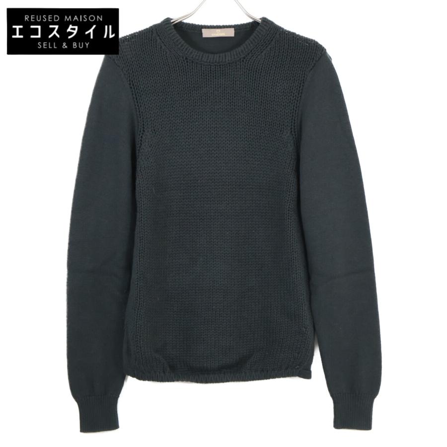 クルチアーニ クルーネックニット セーター 薄手 ウール ブラック 50