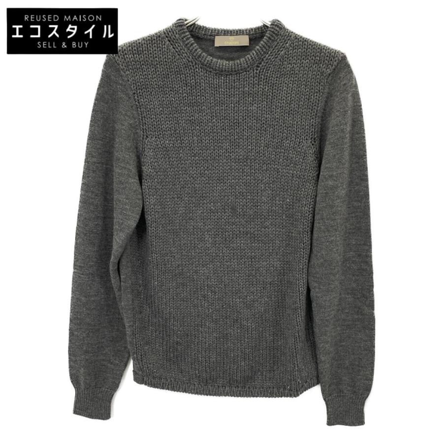 【新品未使用品】Stone  MAGLIA グレー 長袖セーター チェリーVネッククロップケーブルニット【メランジグレー】