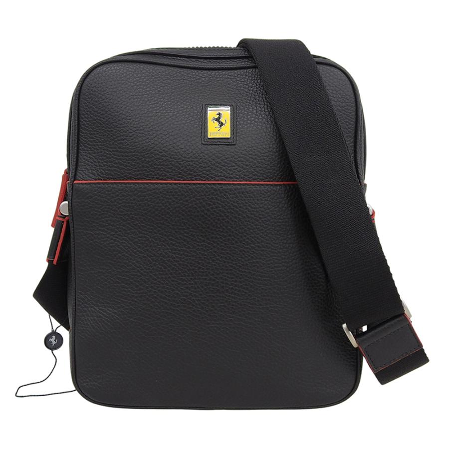 美品 Ferrari フェラーリ レザー ショルダーバッグ メンズ ブラック 