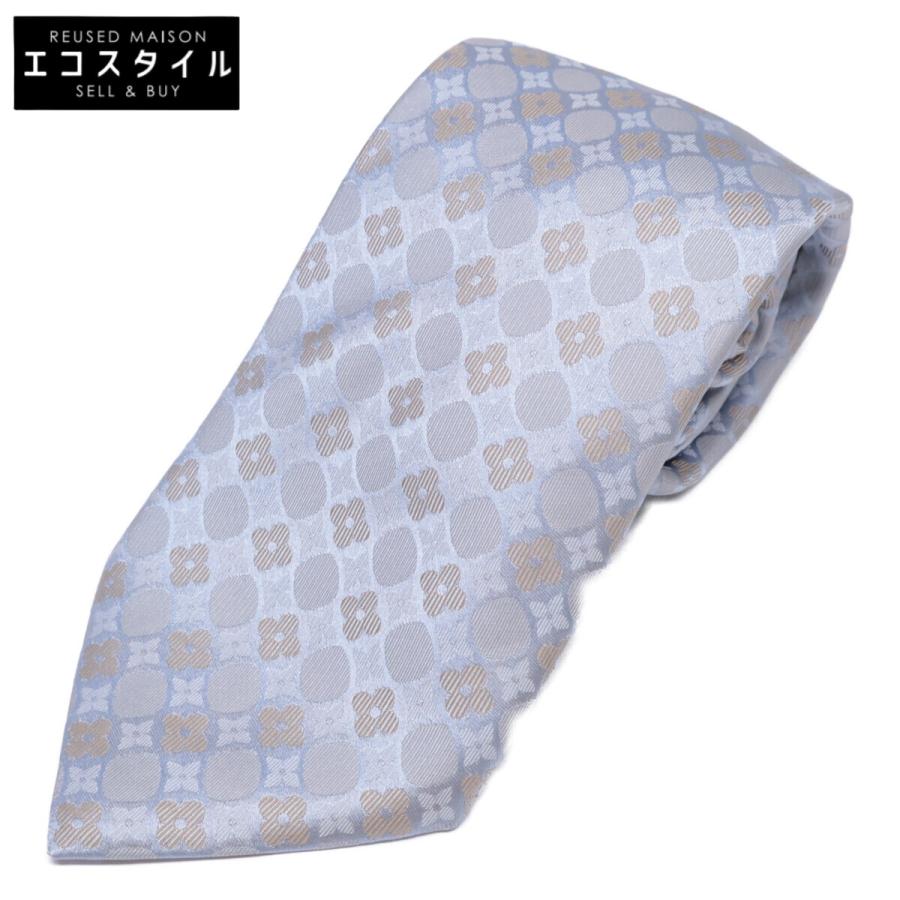 美品/ LOUIS VUITTON ルイヴィトン 総柄 シルク100％ ネクタイ ライト