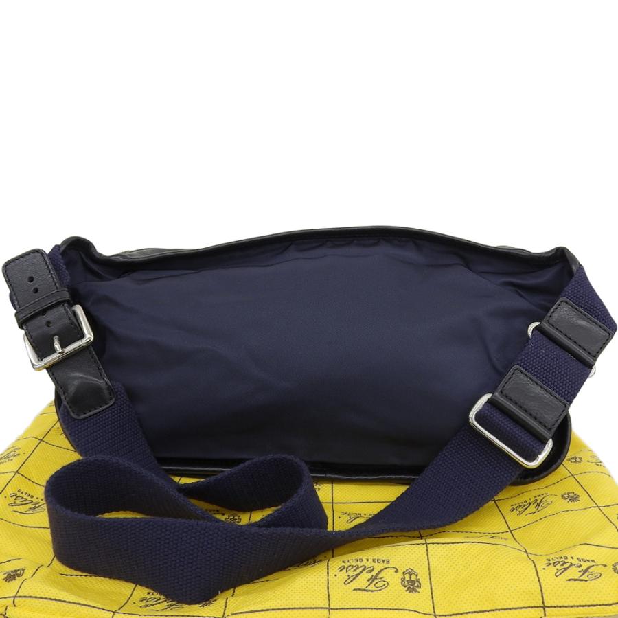 美品 Felisi フェリージ DS＋NK ナイロン×レザー ウエストバッグ メンズ ネイビー 999/1_2
