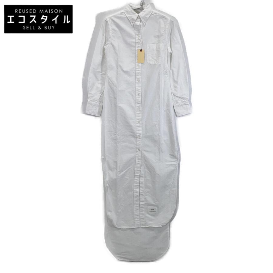 THOM BROWNE★トム・ブラウン シャツワンピース★サイズ1★ THOM BROWNE トムブラウン ホワイト コットン ドレスシャツワンピース