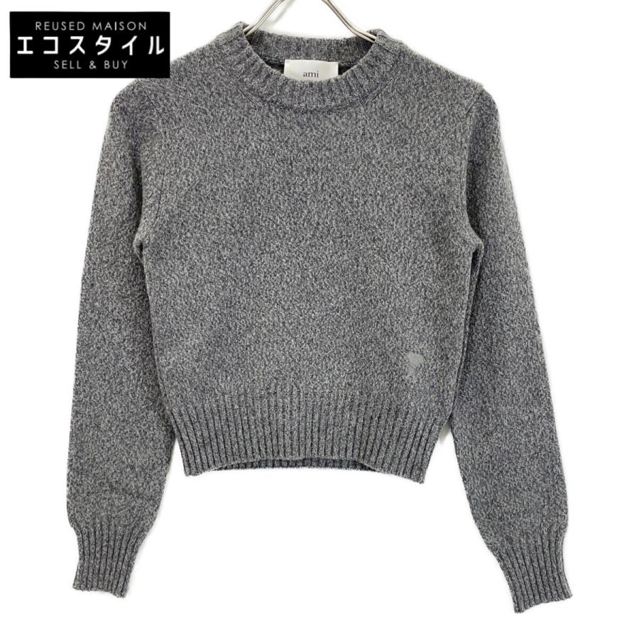 AMI PARIS アミパリス グレー ラウンドネック ニット XS トップス