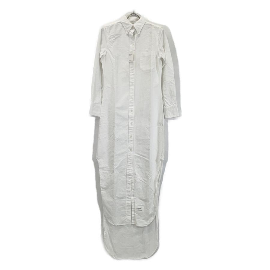 THOM BROWNE トムブラウン ホワイト FDS003A オックスフォードドレスワンピース ホワイト 38 ワンピース コットン レディース 中古の画像