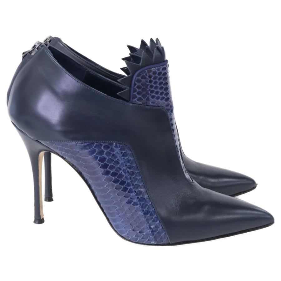 MANOLO BLAHNIK（マノロブラニク） レザー/パイソン ポインテッドトゥ 