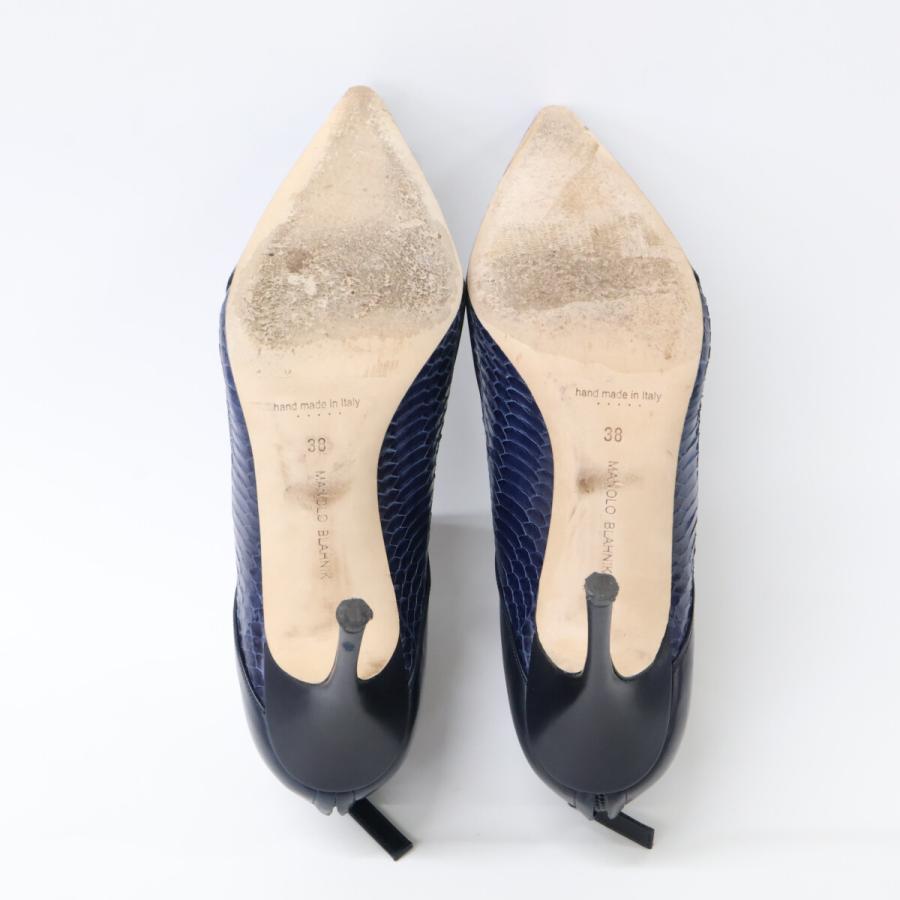 MANOLO BLAHNIK（マノロブラニク） レザー/パイソン ポインテッドトゥ