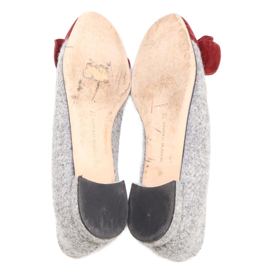MANOLO BLAHNIK マノロブラニク ARLETI FLAT スエード/ツイード バレリーナ フラットシューズ 38 MANOLO BLAHNIK（マノロブラニク） ARLETI FLAT スエード/ツイード