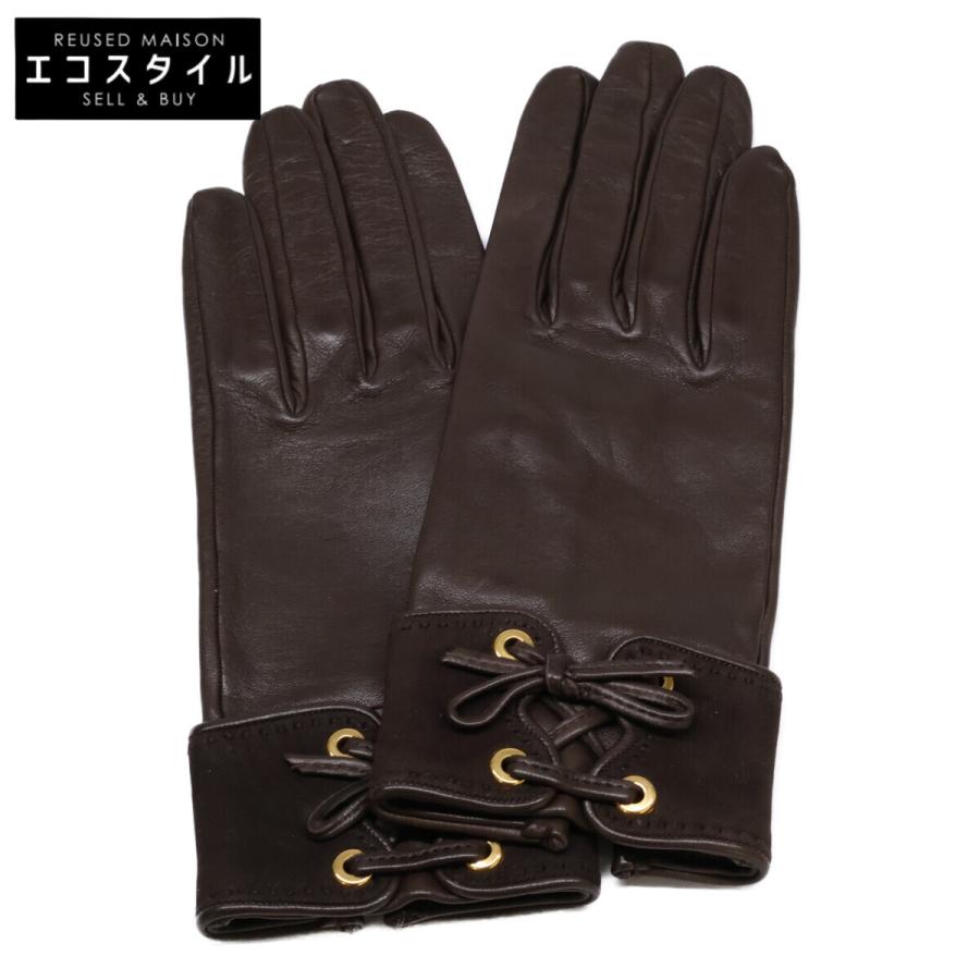 美品 HERMES エルメス ラムレザー グローブ 7 レディース : ブランド