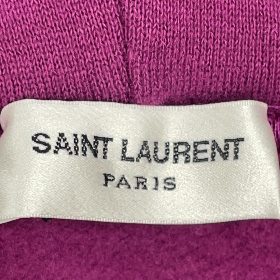 SAINT LAURENT PARIS サンローランパリ 23年 パープル ロゴ刺繍 プルオーバー スウェット パーカー パープル L トップス コットン メンズ 中古の画像