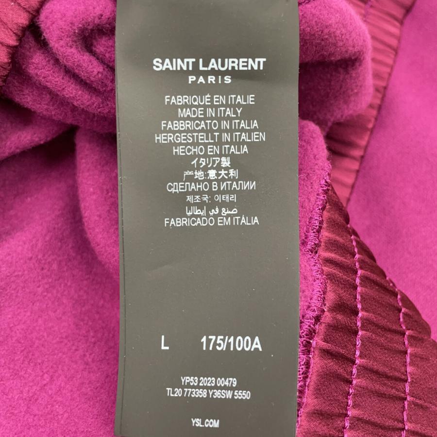 SAINT LAURENT PARIS サンローランパリ 23年 パープル ロゴ刺繍 プルオーバー スウェット パーカー パープル L トップス コットン メンズ 中古の画像