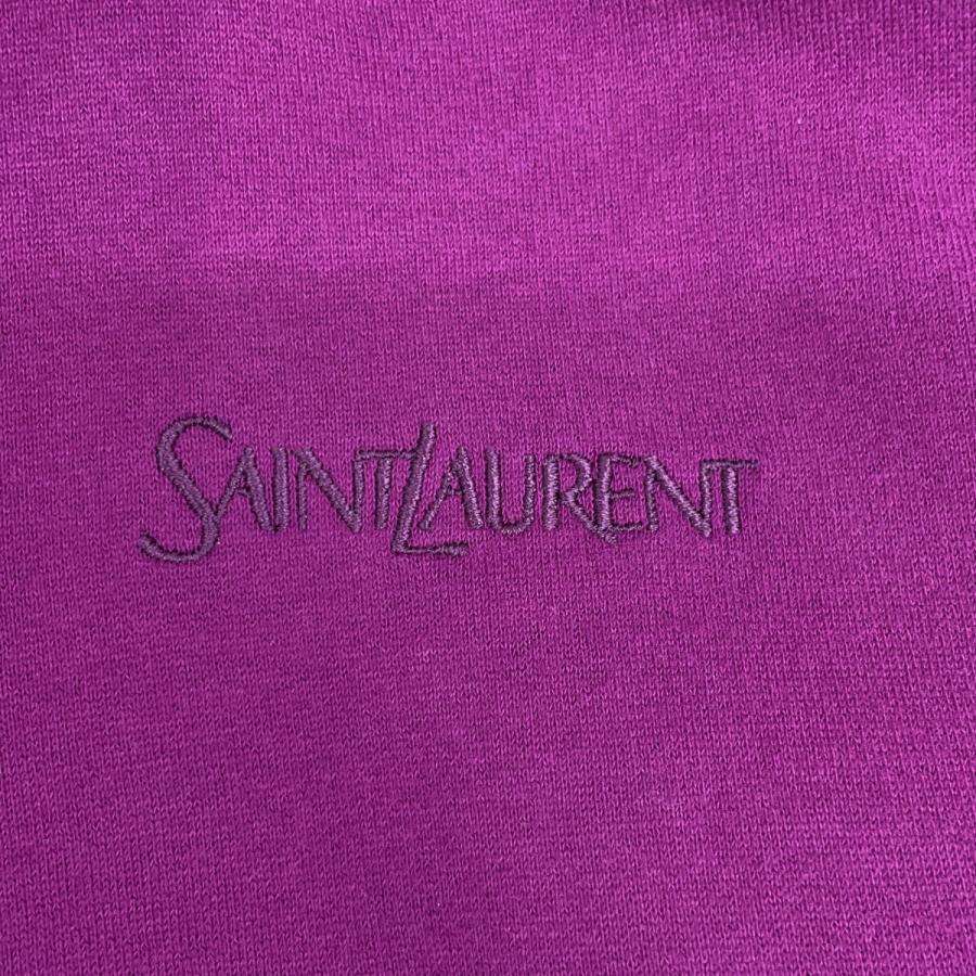 SAINT LAURENT PARIS サンローランパリ 23年 パープル ロゴ刺繍 プルオーバー スウェット パーカー パープル L トップス コットン メンズ 中古の画像