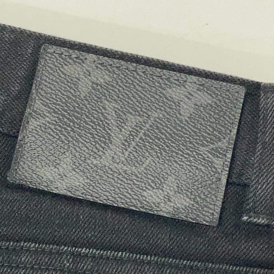 LOUIS VUITTON ルイヴィトン ブラック モノグラムパッチ デニムパンツ 