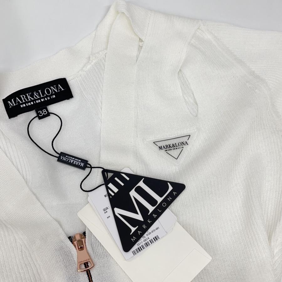 MARK&LONA マークアンドロナ MCW-6A-AB52 ホワイト コンビネーション リブニット カーディガン ホワイト 38 トップス レーヨン レディース 中古の画像