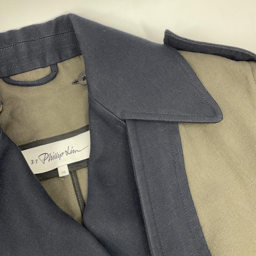 3.1 Phillip lim スリーワンフィリップリム P232-80001CLO ネイビー×カーキ トレンチコート コート XS レディース