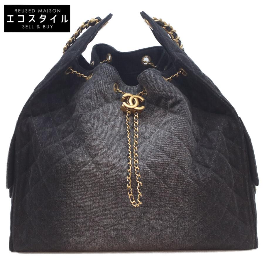 CHANEL（シャネル） 美品 AS5553 ブラック デニム ゴールド金具