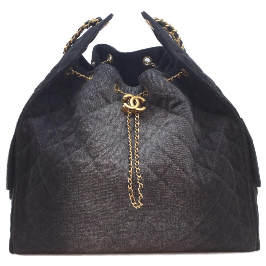 CHANEL（シャネル） 美品 AS5553 ブラック デニム ゴールド金具