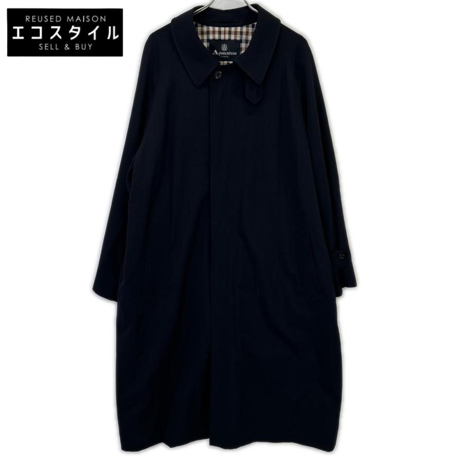 美品　AQUASCUTUM ウールコート バルマカーンコート ネイビー Aquascutum（アクアスキュータム） 2274451012 ネイビー EXウール