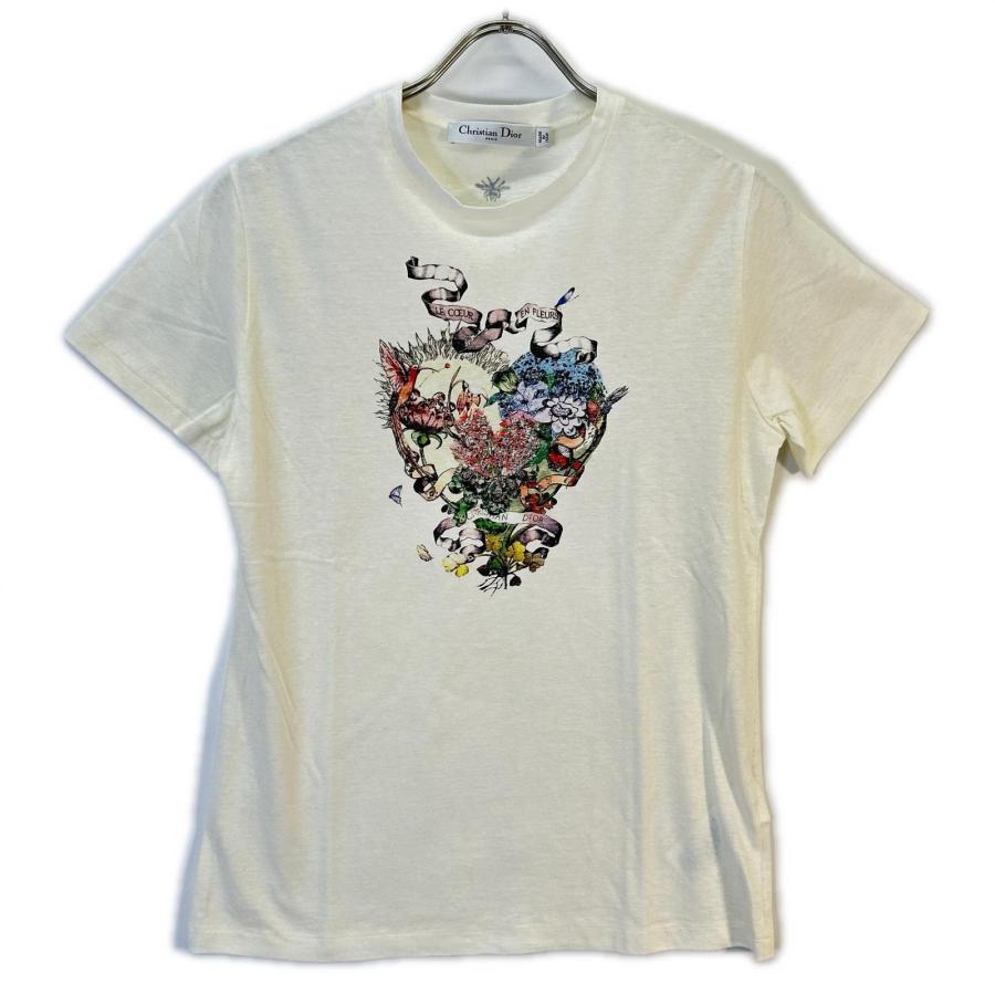 Christian Dior クリスチャンディオール 113T03A4473 DIOR Le Coeur En Fleurs フラワー Tシャツ XS レディースの画像