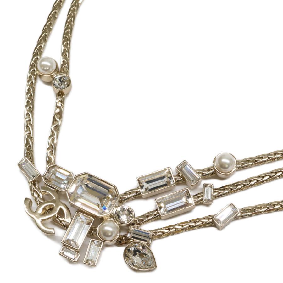 CHANEL シャネル A22C ココマーク ビジュー＆パール リボンチョーカー ネックレス レディース アクセサリーの画像