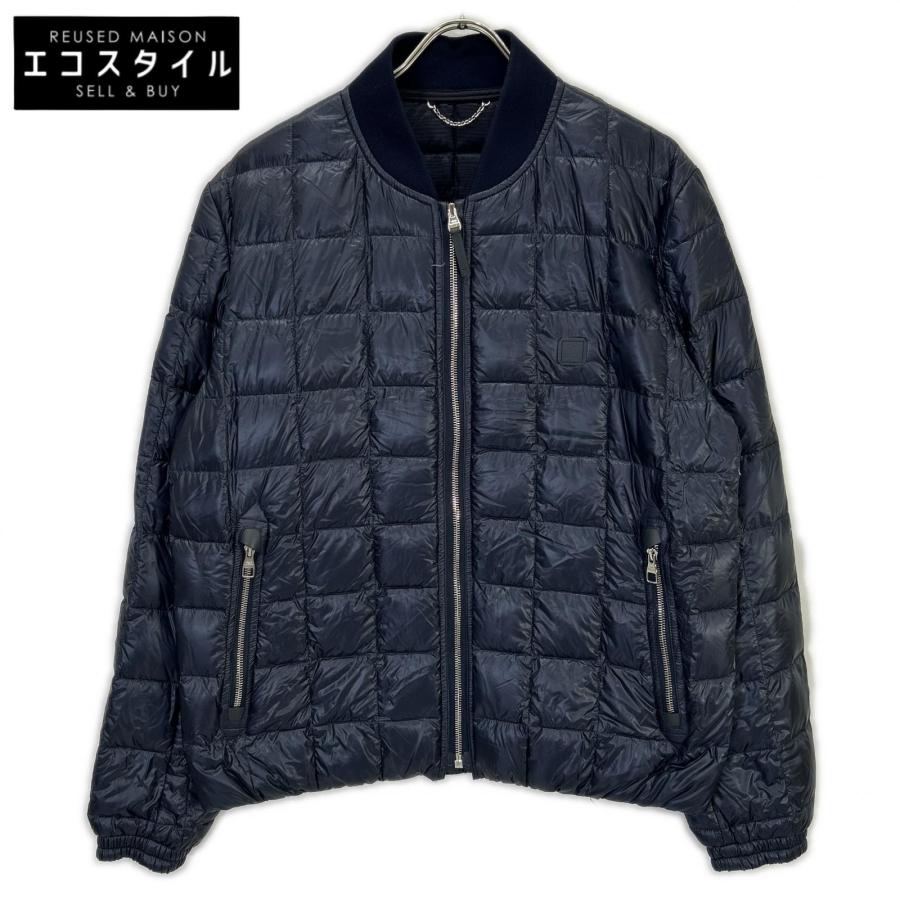 LOUIS VUITTON ルイヴィトン H9B44W ネイビー キルティング ジップアップ ロゴパッチ ダウンジャケット 48 LOUIS VUITTON ルイヴィトン H9B44W ネイビー キルティング ジップ