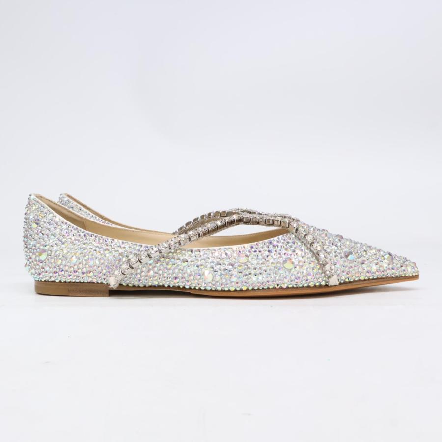 新品同様/ JIMMY CHOO ジミーチュウ GEBEVI FLAT グリッター フラット