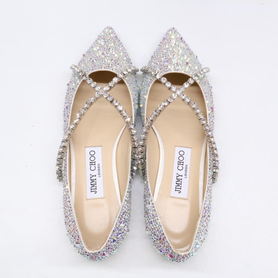 新品同様/ JIMMY CHOO ジミーチュウ GEBEVI FLAT グリッター フラット