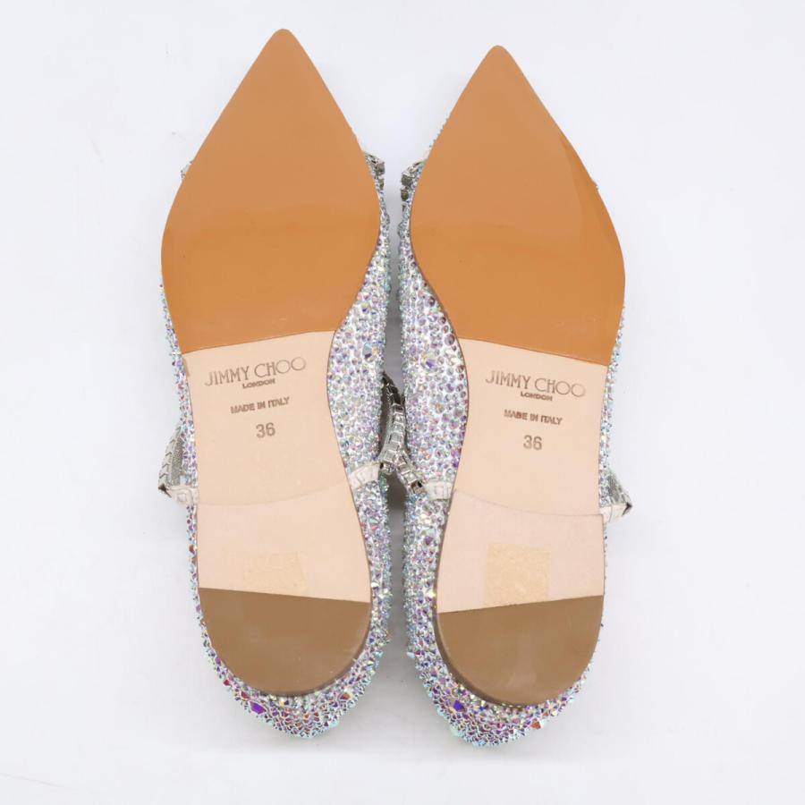 新品同様/ JIMMY CHOO ジミーチュウ GEBEVI FLAT グリッター フラット