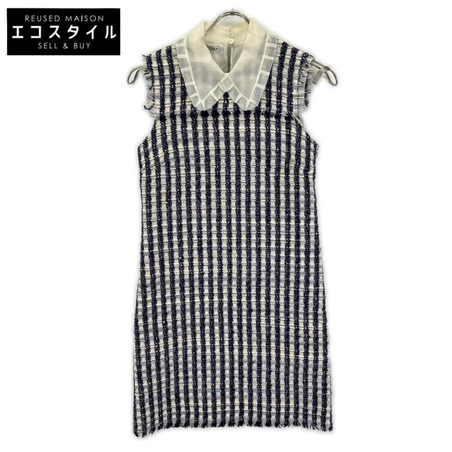 miu miu（ミュウミュウ） MF2246 レースカラー ノースリーブ ツイード