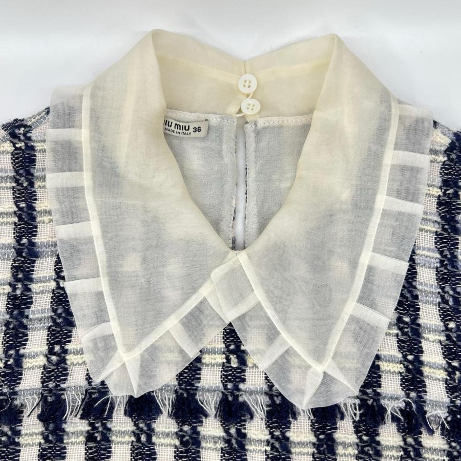 miu miu（ミュウミュウ） MF2246 レースカラー ノースリーブ ツイード