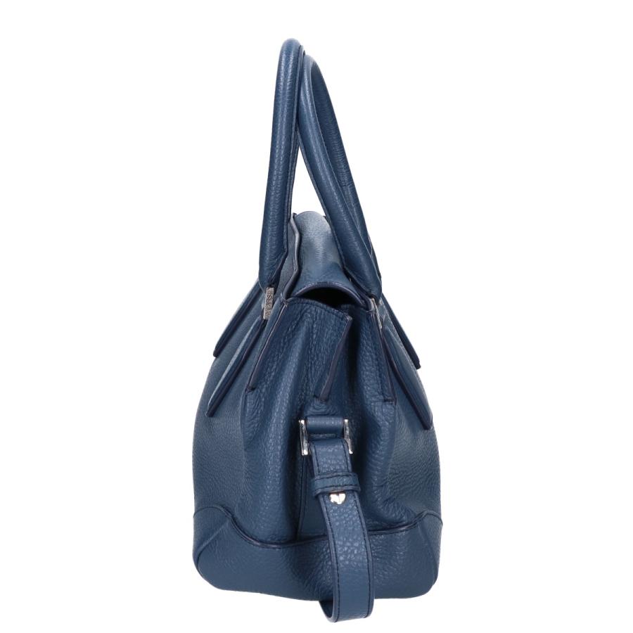 ジルサンダー レザー トートバッグ 2way ショルダーバッグ ネイビー JIL SANDER（ジルサンダー） シボレザー 2WAYショルダー ハンドバッグ
