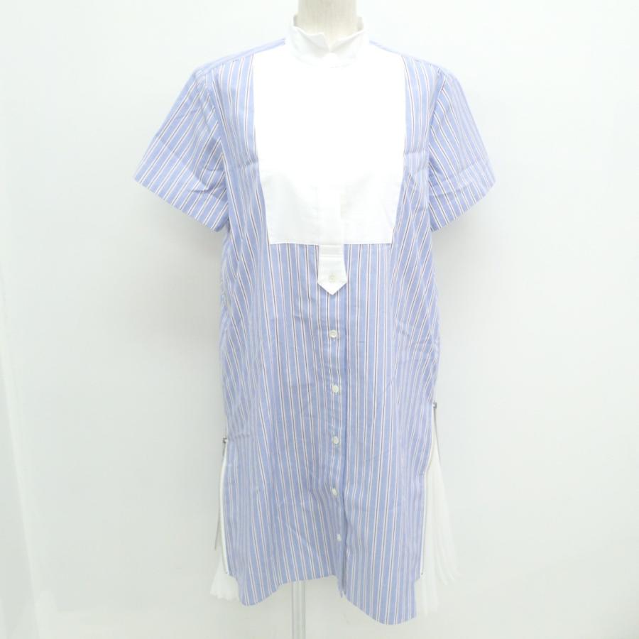 新品同様 19ss Sacai サカイ 19 044 コットン ストライプ サイドジップ シフォンプリーツ切替 半袖シャツワンピース 2 レディース ブランドショップエコスタイル 通販 Yahoo ショッピング